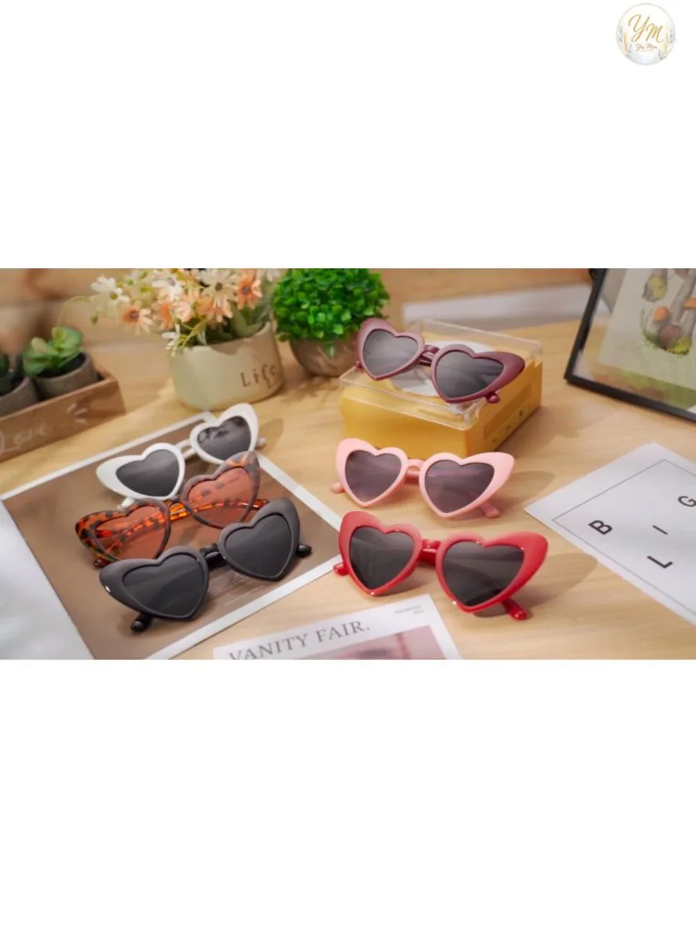 6 Pairs Heart Shaped Sunglasses Cat Eye for Women Bachelorette Party Favor